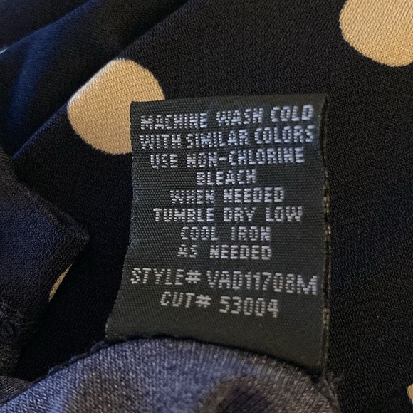 NWOT - Connected Apparel Navy & Cream Polka Dot Faux Wrap Dress - Size 12 - Picture 12 of 15